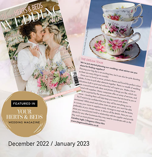 Elegance China Hire feature in Your Herts & Beds Wedding Magazine