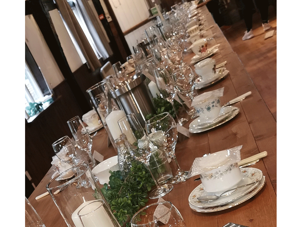 Long table set for Wedding Breakfast