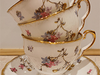 Stack of three fine china tea cups