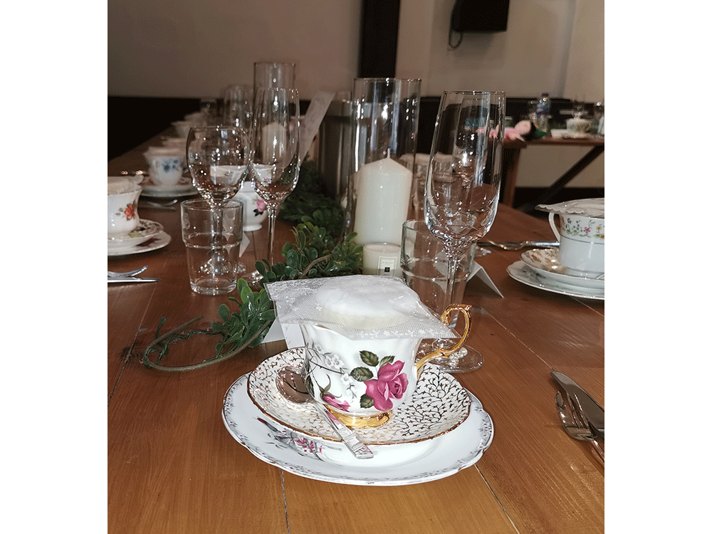 Table with china tea cups